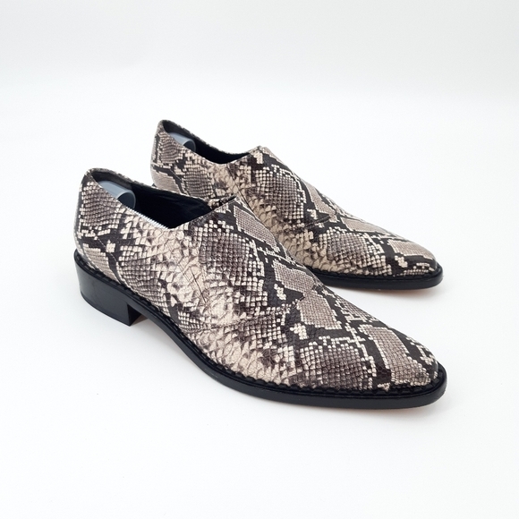 Vince | Delmar Embossed Snake Loafers in Natural, Black - Picture 1 of 9
